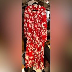H&M Johanna Ortiz voluminous red flowy maxi dress Medium